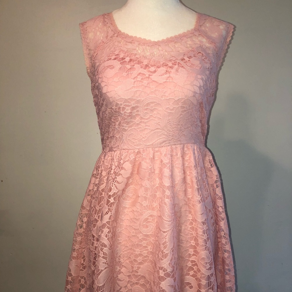 Pale pink lace overlay dress